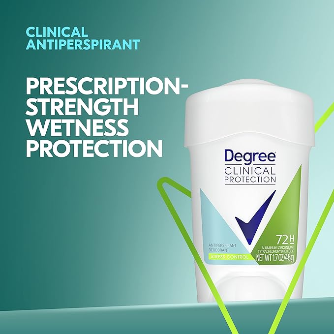 Degree Clinical Protection Antiperspirant Deodorant 72-Hour Sweat & Odor Protection Stress Control Antiperspirant for Women 1.7 oz