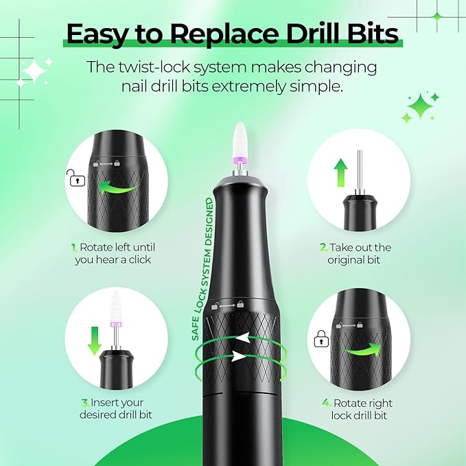 Electric Nail Drill Professional: 40000RPM Electric Nail File Kit E File Nail Drill Machine with LCD Display for Acrylic Gel Nail, Manicure Pedicure Polishing Nail Grinder for Salon Home Use
