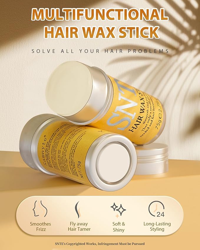 Samnyte Hair Wax Stick, 2PCS Wax Stick for Hair Slick Stick, Hair Wax Stick for Flyaways Hair Gel Stick Non-greasy Styling Cream for Fly Away & Frizz Hair