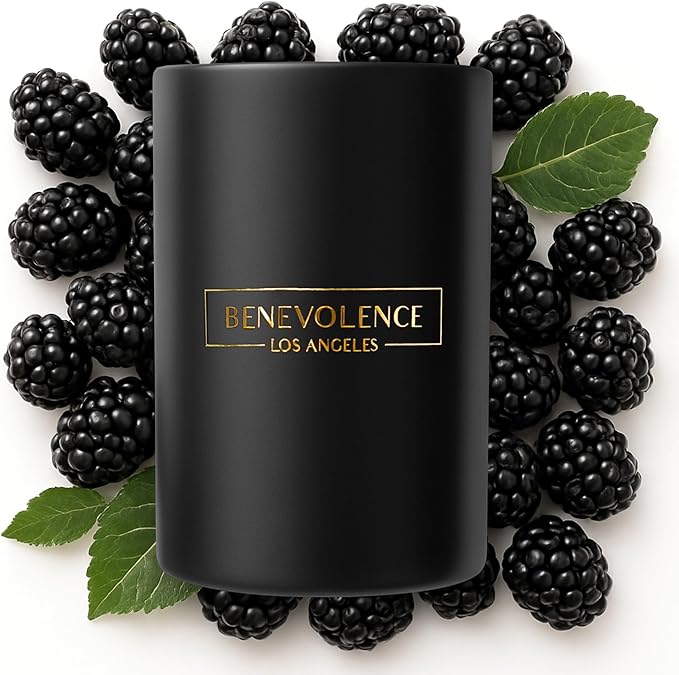 Benevolence LA Black Berries (Baies) Scented Candle | Soy Christmas Candles, Black Candle for Home | Holiday Candles Gifts for Women and Men | Home Fragrance | Aromatherapy | Bathroom Freshener | 10oz