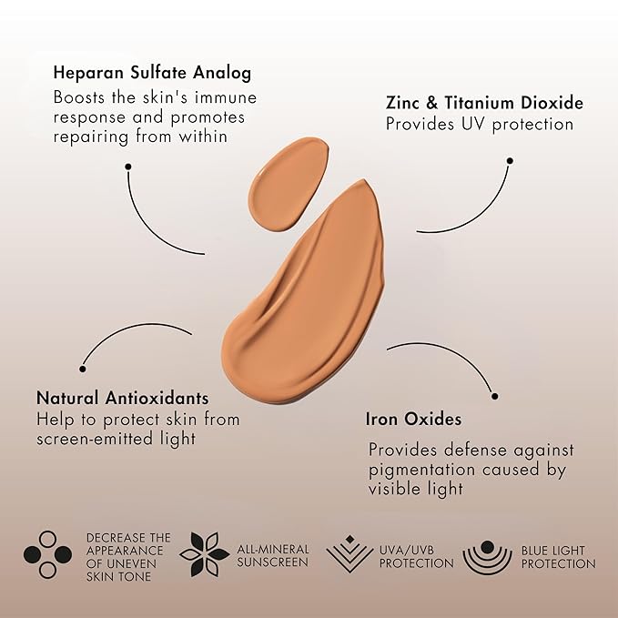 Senté Even Tone Mineral Sunscreen Tinted | SPF 36 Medium-Dark | Hydrating, Lightweight Sun Protection Treatment for Redness & Discoloration | UVA/UVB & Blue Light Defense | 1.7 oz