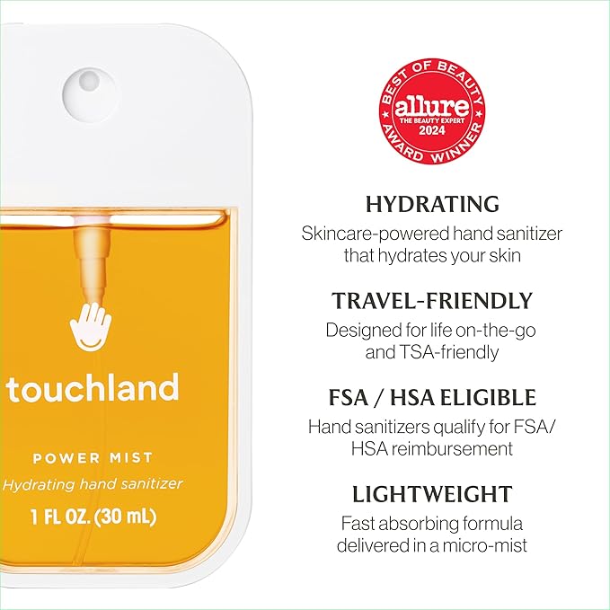 Touchland Power Mist Hydrating Hand Sanitizer Spray, TROPICAL Trio Set (Mango Passion, Beach Coco, Watermelon), 1 FL. OZ. Travel Size (Set of 3)