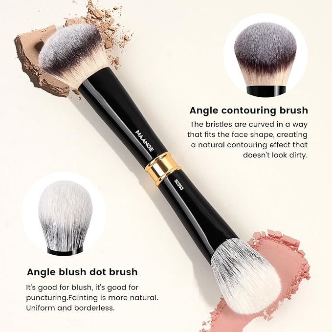 MAANGE 13Pcs Makeup Brushes with Case, Professional Brochas De Maquillaje for Face & Eyes, Soft Synthetic Foundation Powder Blush Eyeshadow Brush Kit with Gift Box,Black