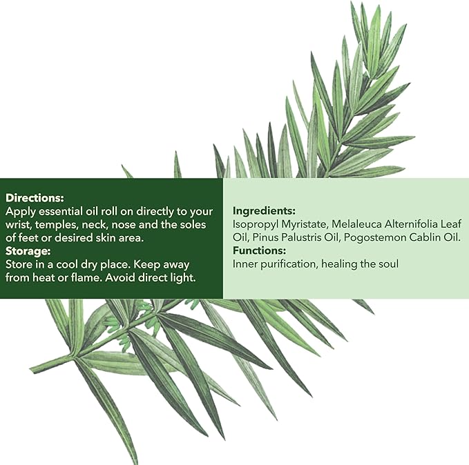 Mine Tea Tree Essential Oil Roll On - 100% Natural Tea Tree Oil for Skin, Face