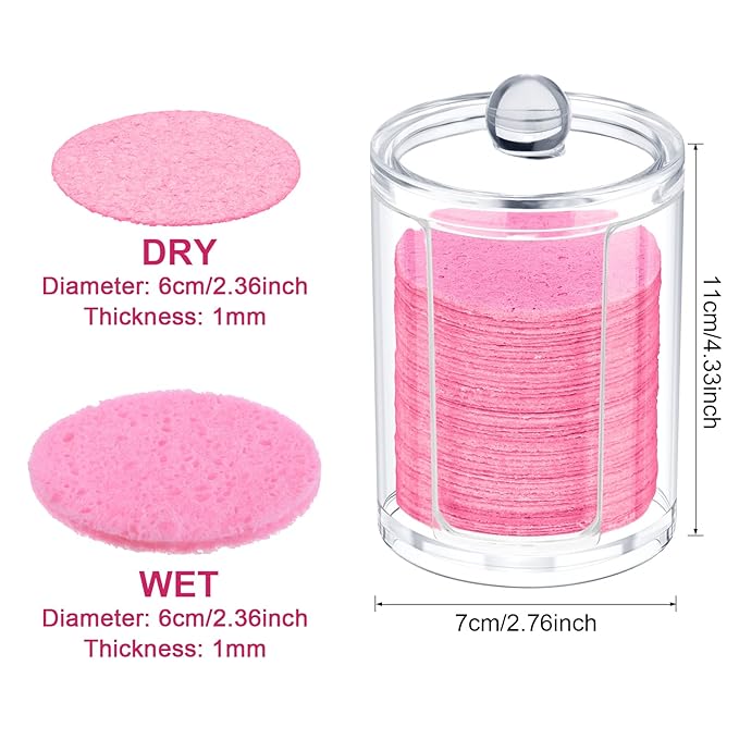 Geiserailie 50 Pcs Compressed Facial Sponges Facial Makeup Natural Cosmetic Spa Sponges for Women Cleansing, Exfoliating Mask, Makeup Removal, Dead Skin, and Dirt, Travel Accessories(Pink)