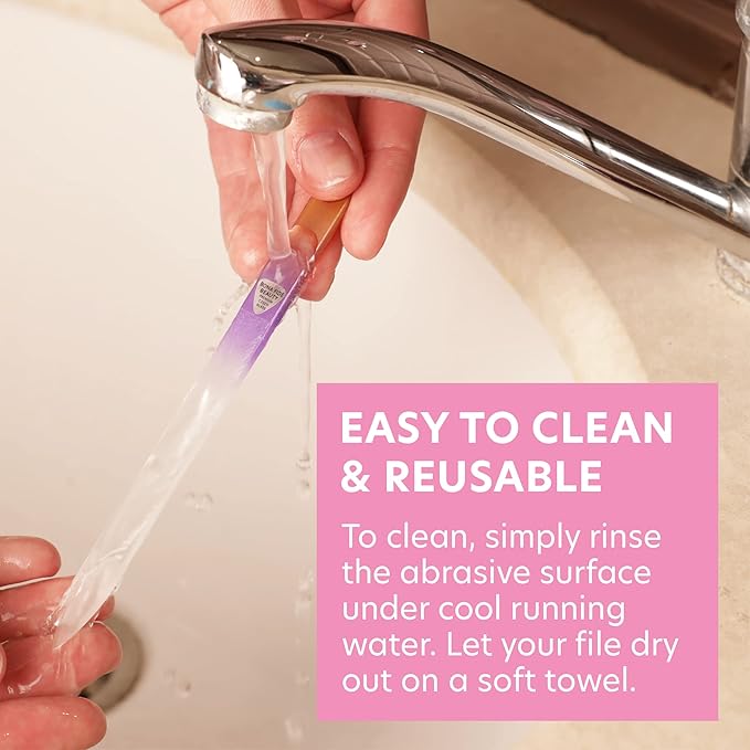 Bona Fide Beauty - Premium Czech Glass Fingernail File with Case - Gentle, Durable & Professional Manicure Tool - Beauty Gift for Women (Gold Violet)