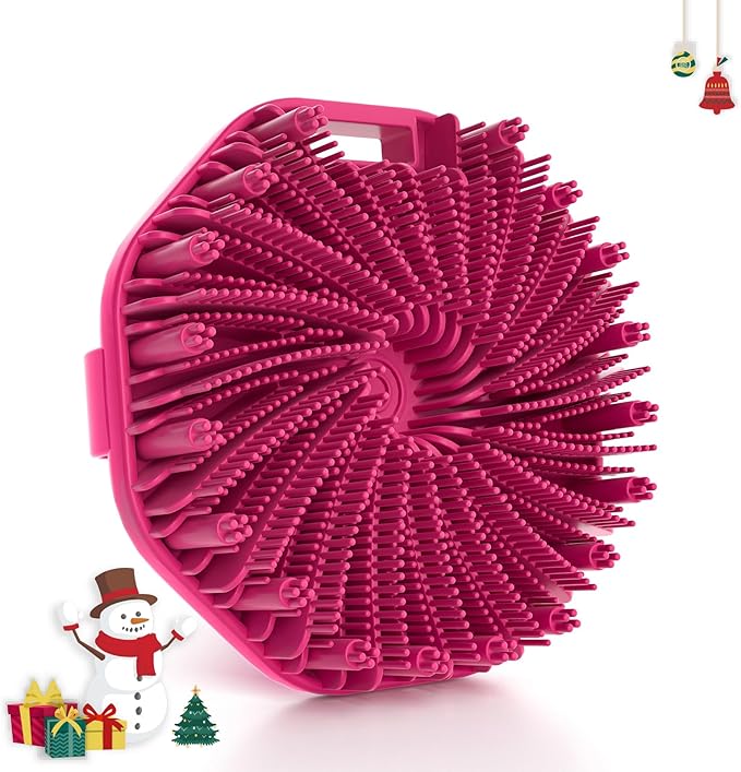 Silicone Body Scrubber, Exfoliating Body Wash Scrubbers Exfoliator, Shower Body Brush for Effective Showering Exfoliation and Gentle Massage (Red)