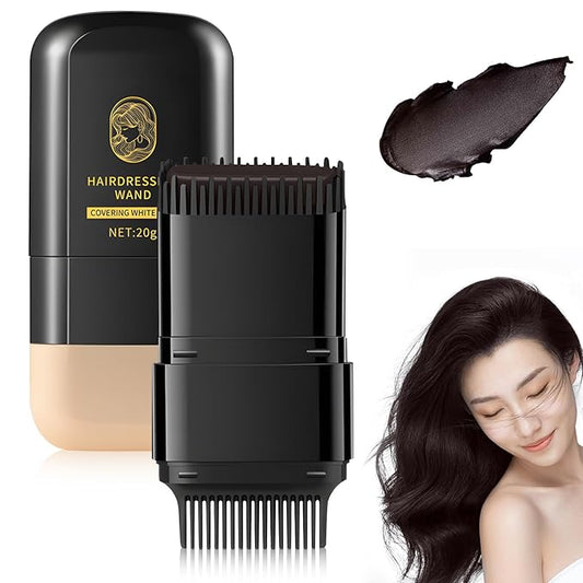 2-in-1 Hair Color Stick & Comb, Waterproof and Sweat-Proof Hair Dye Comb, Instant Convenient Root Touch Up for Gray Hair, Touch up Comb for Women & Men (Black Bronw)
