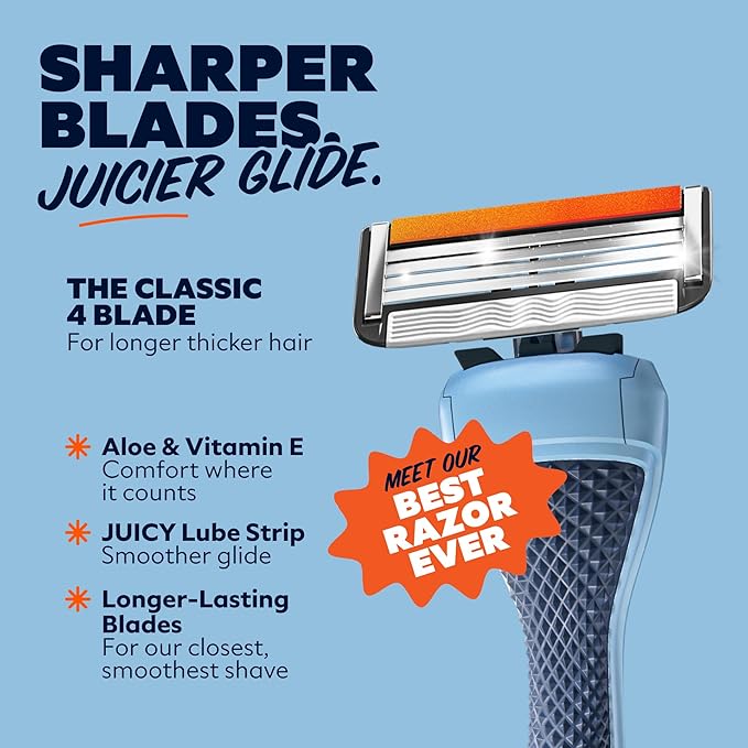 Dollar Shave Club | The Member Exclusive Shave Set | 4 Swift Rinse Refill Cartridges, 1 Handle (Blue), 1 Shave Butter 3 ounce, 1 Razor Cover, Razors for Men