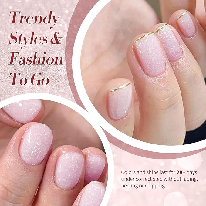 Born Pretty Jelly Gel Nail Polish, Shimmer Glitter Snow Jelly, Milky Pink Translucent Natural Nail Polish, Manicure Salon DIY for Women Girls 15ML