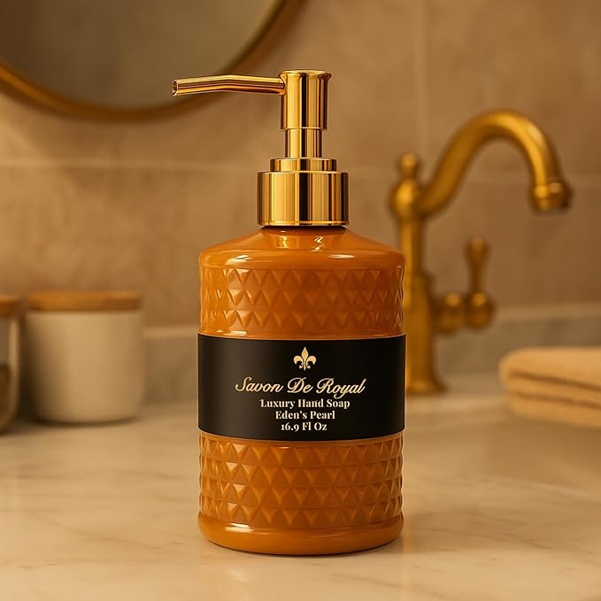 Luxury Liquid Hand Soap, Jasmine Scent, Moisturizing Vegan Kitchen & Bathroom Soap for Hand Wash, Gentle & Nourishing Formula, Refillable Bottle 16.9 Fl Oz, Eden's Pearl