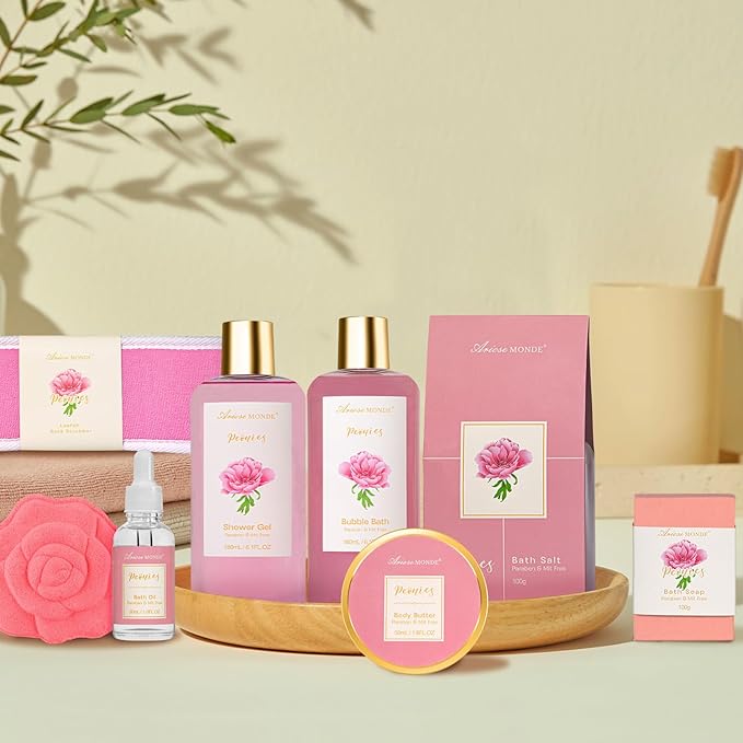 Gift Basket for Women Bath and Body Gift Basket Set for Women, 9pcs Home Spa Set for Self Care, Mothers Day Relaxing Bath Sets Birthday Christmas Gifts for Mom Sister Her Wife