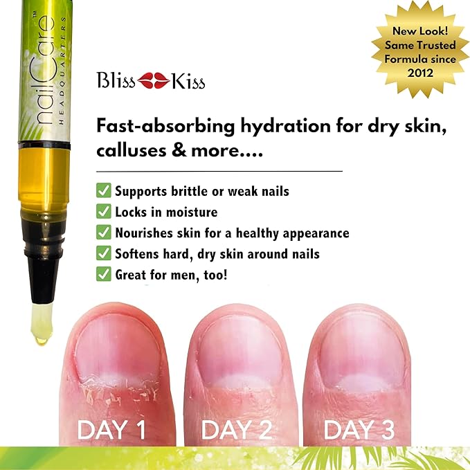 Cuticle Oil Pen for Nails - Nail Strengthener & Growth Oil and Serum for Damaged Nails, Hangnails w/Jojoba cuticle oil—Coconut Lime Verbena Fragrance - Holographic Glitter Pens 4-Pack