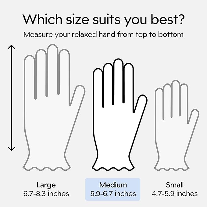 Clearbody Organics 100% Organic Cotton Gloves - 5 Pairs of White Gloves, M - Hand Moisturizer - Sleeping Mitts for Dry Hands - Washable Cotton Liners for Men & Women