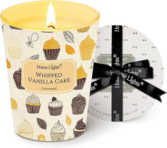 HomeLights Scented Candles for Women & Men, 6.7oz Candle Jars Aromatherapy Single Wick Candle, Ideal for Rustic Modern Home Decor and Gifts, Whipped Vanilla Cake
