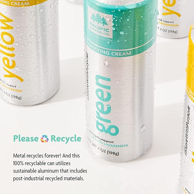 Pacific Shaving Company Green Shaving Cream - Foaming Colorful Shaving Cream - Hydrating, Redness Reducing + Irritation Free Shave Cream (7 Oz)