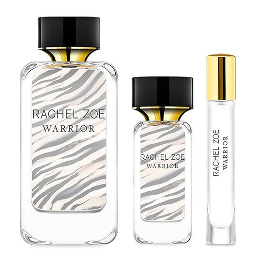 RACHEL ZOE Warrior Gift Set - Designer Perfume, Body Spray - Fruity Eau de Parfum Sprays - Ideal Gift Set for Women - 3 pc