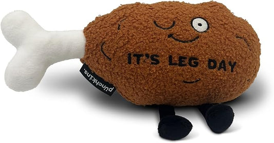 Punchkins Chicken Leg Plushie - 'It's Leg Day' Funny Plush, Gift for Humor Lovers, Cute Plush Toy for Gifting