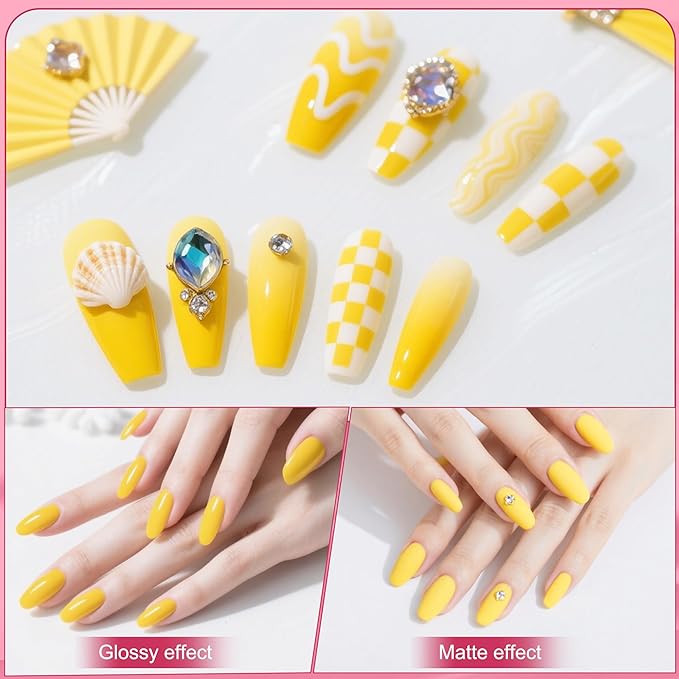 Artdone Gel Nail Polish Set Solid UV Gel 16 Bottles Set Include Top & Matte Top Coat and Base Coat White Pink Yellow Blue Red Colors For All Seasons Neutral Soak Off Manicure Kit For Nail Art