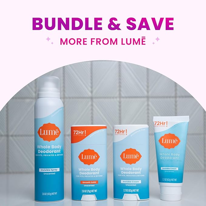 Lume Invisible Spray Deodorant For Women - Whole Body Deodorant Spray - 72 Hr Odor Control - Ozone Friendly, Natural Propellant - Aluminum & Baking Soda Free, Skin Loving - 3.6 ounce (Unscented)