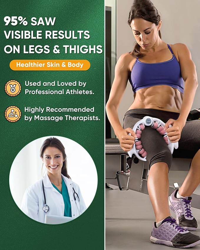 ONUEMP Cellulite Massager Roller, Cellulite Remover Muscle Roller, Fascia Massage Tool for Thigh, Leg - Anti-Celulitis, Lymphatic Drainage, Body Sculpting, Deep Tissue Pain Relief