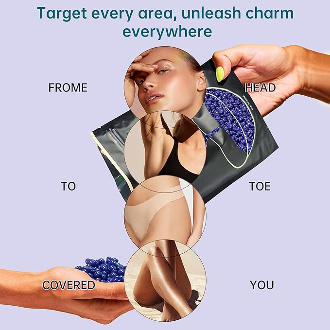 Lifestance Hard Wax Beans Hair Removal Kit, 1lb Large Refill Stripless Waxing Beans for Women Men Waxing Depilatory Lavender Pearl Wax Beads