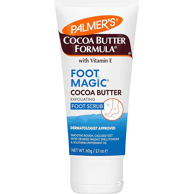 Palmer's Cocoa Butter Formula Foot Magic Exfoliating Foot Scrub with Vitamin E for Dry, Cracked Feet, Use with Foot Scrubber for Pedicure, 2.1 Ounce