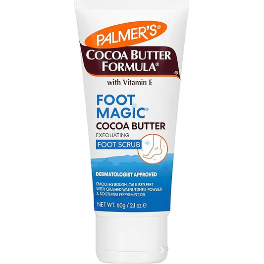 Palmer's Cocoa Butter Formula Foot Magic Exfoliating Foot Scrub with Vitamin E for Dry, Cracked Feet, Use with Foot Scrubber for Pedicure, 2.1 Ounce