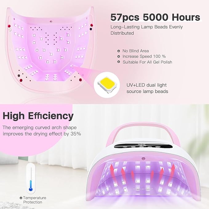 LetGoShop Professional UV Nail Lamp, 168W UV Light for Gel Nails, Nail Dryer with Auto Sensor & 4 Timer Settings Fast Curing Polish, Salon & Home Manicure DIY