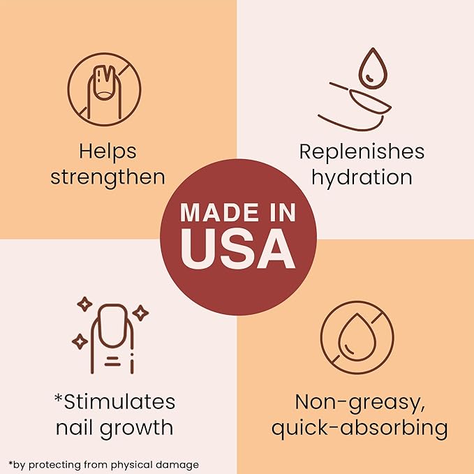 Organic Nail and Cuticle Oil - USA Made Nail Oil for Growth & Strength with Jojoba and Vitamin E, Repair for Damaged Nails & Cuticle Softener made with Natural Ingredients, Nails Care Products