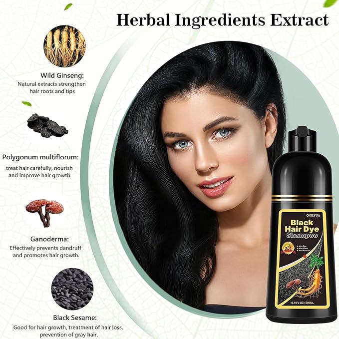 Herbal Light Brown Hair Color Shampoo - 3 in 1 Lasting Hair Dye for Women & Men, 17.60 Fl Oz