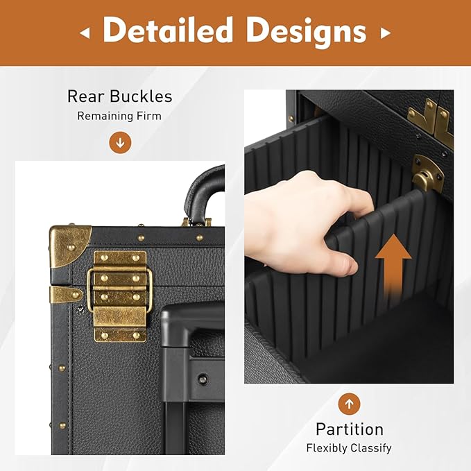 Cosmetic Train Case,Makeup Organizer Travel Case with Multiple Compartments,Rolling Makeup Case,Professional Makeup Casewith Wheels for Make-up Artists,55Lbs Load-Bearing