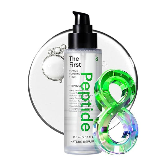 Nature Republic The First Peptide Boosting Serum – Niacinamide, Hyaluronic Acid, Hydrating & Firming Facial Serum, for Uneven Skin Tone, Korean Skincare, 150ml / 5.07 fl oz