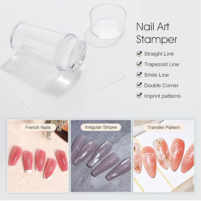 8 Colors Nail Stamping Polish Gels +5Pcs Stamp Print Templates+A set of Stamper with Scraper, Stamping Nail Polish Art Set Manicure Gift Collection