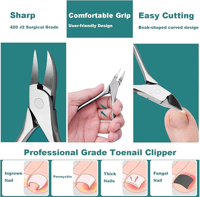 Pedicure Tools for Feet,Ingrown Toenail Treatment,Ingrown Toenail Removal Kit,Pedicure Set,Toenail Grooming Kit,Top Notch Foot Blade, Super Sharp Toenail Clippers (8 Pack)