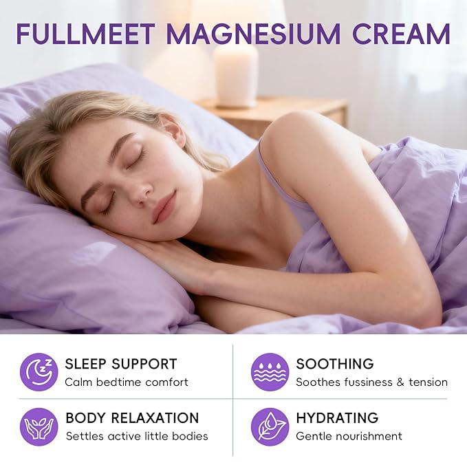 Magnesium Cream for Sleep, Lavender Magnesium Lotion for Muscle Relaxation & Soothing Anxiety, Non-Greasy, Deep Hydration, Magnesium Body Lotion for Skin Care(4 OZ)