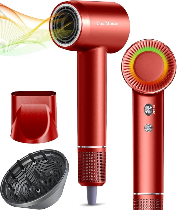 High-Speed Ionic Hair Dryer: 150000 RPM Brushless Motor 500 Millions Negative Ionic Care Blow Dryer for Fast Drying Low Noise Thermo-Control Hairdryer, Travel with Magnetic Diffuser & Nozzle
