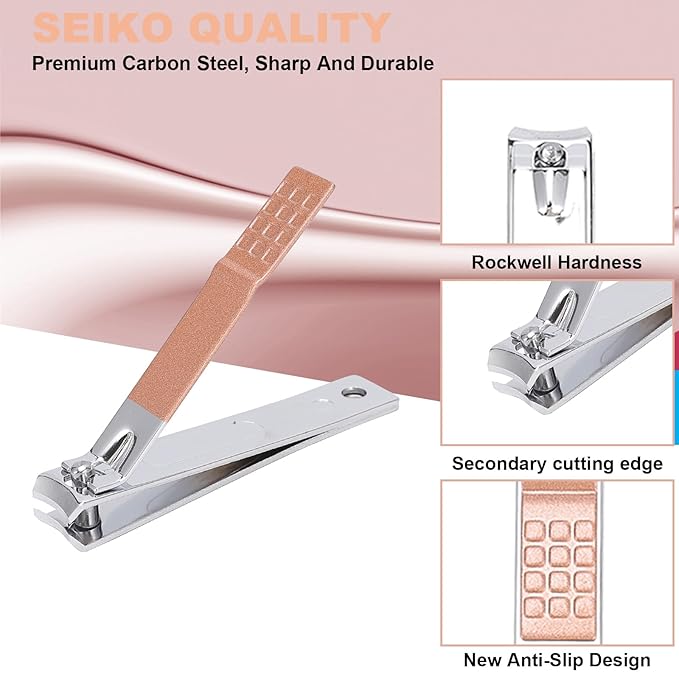 9 PCS Nail Clippers, ONEHERE Premium Manicure Set, Professional Grooming Gift Kit, Pedicure Kit, Facial, Hand, Foot, Cuticle Nail Care Tools, Fingernail Clippers with Luxurious Portable Travel Case