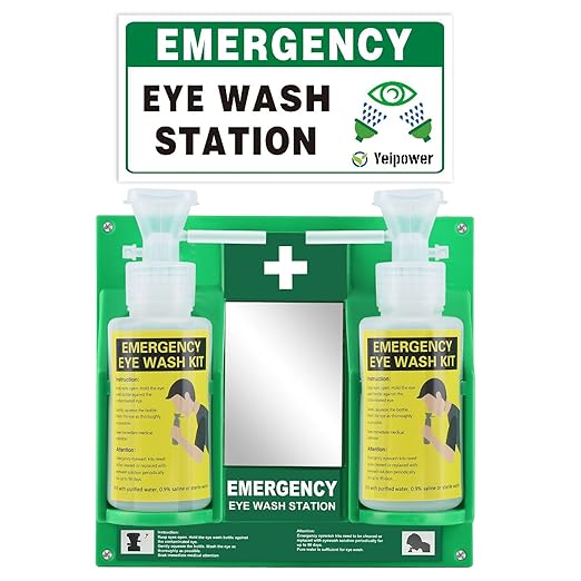 Portable Eyewash Station Kit OSHA-Approved - Yeipower Emergency Eye Wash Flush Bottles Wall Mounted 16oz No Solution