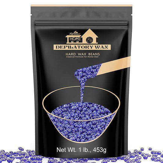 Lifestance Hard Wax Beans Hair Removal Kit, 1lb Large Refill Stripless Waxing Beans for Women Men Waxing Depilatory Lavender Pearl Wax Beads
