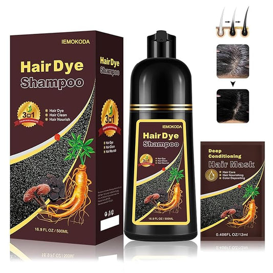 Fvquhvo Instant Black Hair Shampoo, Hair Color Shampoo for Gray Hair, Black Hair Dye Shampoo 3 in 1, Shampoo Hair Dye & Champu Para Canas, Colors in Minutes, Easy to Use, 16.90 Fl Oz