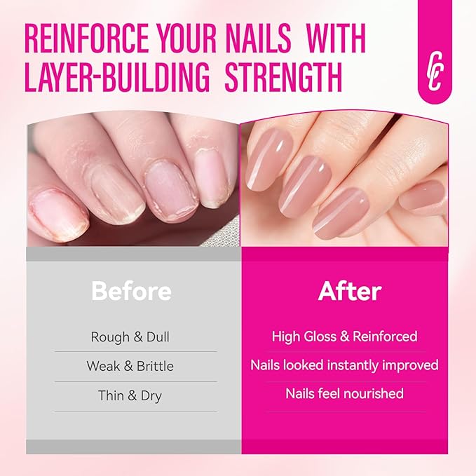 Nail Strengthener for Women: 8 in 1 Natural Nail Hardener Extra Strong and Growth - Dusty Peach Nail Polish Hardener Ridge Filler Concealer for Weak and Damaged Nails 15ml