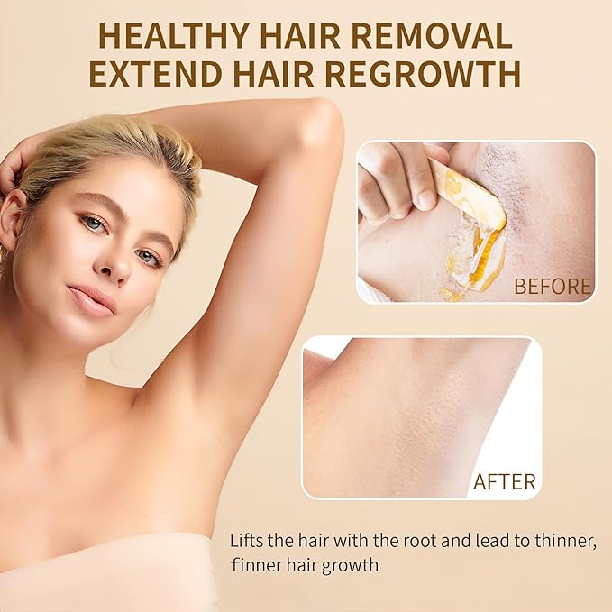 Sugar Wax Kit for Hair Removal: 10.6 Organic Sugaring Wax for Face Body Legs Bikini Back - with Large Strips and Sticks, Care Oils and Gloves