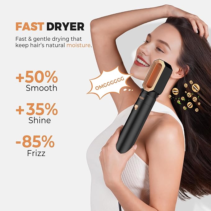 Hair Dryer Brush,6 in 1 Professional Hot Air Styler,Powerful Air Curling Wrap Styler,Negative Ionic Hair Dryer Fast Drying, Multi Hair Stylerfor Curling Volumizing Straightening Styling