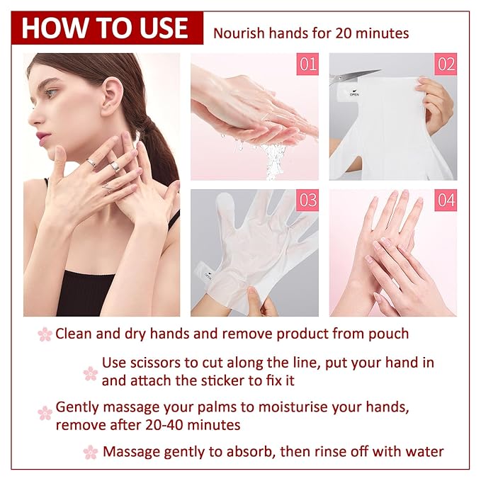 Hand Masks Moisturizing Gloves,6 Pairs Hydrating Hand Peel Masks Gift Set for Dry Cracked Hands Care,Long-lasting and Non-greasy Hand Moisturizer Gloves for Women C