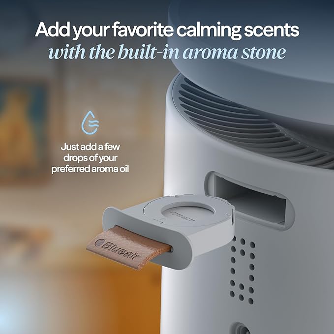 BLUEAIR Room Humidifier - DreamWell - 48Hr Top-Fill Mist-Free InvisibleMist Technology Aroma Stone for Essential Oils and Soothing Mood Lighting - Quiet Operation for Bedroom and Home Use, Grey