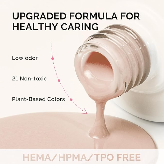 MelodySusie Fleurwee Plant Based Gel Nail Polish, Nail Polish Hema Free 21 Non Toxic Long Lasting No Chip Finger Toe Nail Art Manicure Salon DIY at Home Gifts for Women Organic Wheat Nude P58