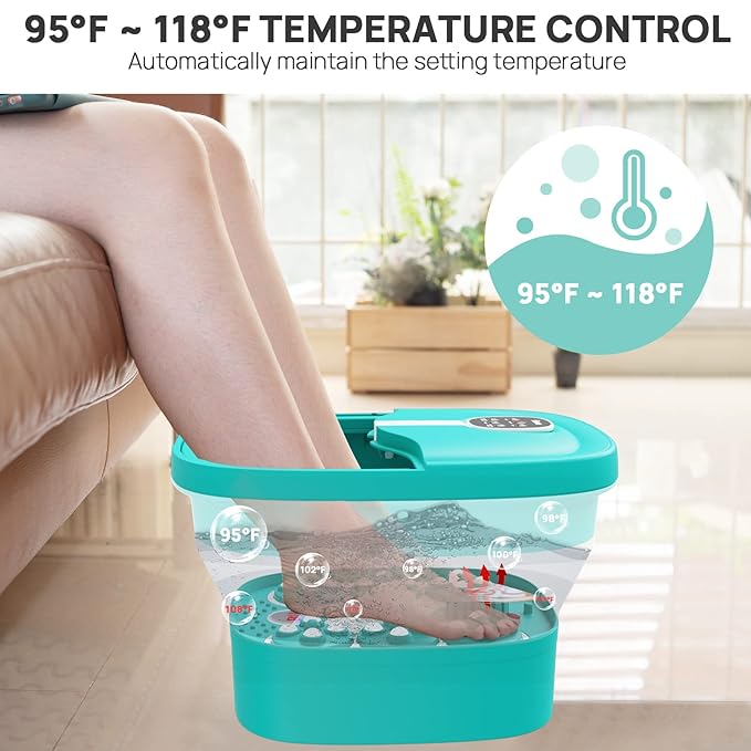 HOSPAN Collapsible Foot Spa Electric Rotary Massage, Foot Bath with Heat, Bubble, Remote, and 24 Motorized Shiatsu Massage Balls. Pedicure Foot Spa for Feet Stress Relief