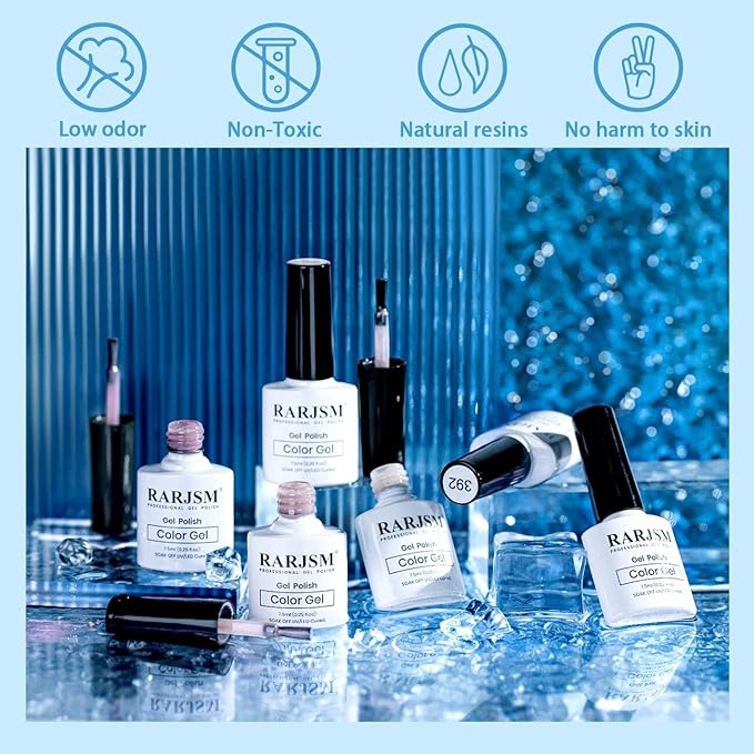 RARJSM Nude Gel Nail Polish Set of 6 Transparent Colors 7.5ml Clear Purple Sheer Wine Red Milky Mavue French Manicure LED UV Gel Soak Off Curing Requires Home