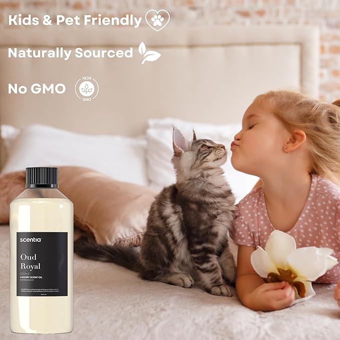 Scentia Oud Royal Fragrance Oil Inspired by TF's Oud Wood Perfume, Refill Diffuser Oil, Perfume Dupe, Aromatherapy Essential Oil Fragrance Set for Cold Diffusers, Candle Making | 500ml, 16.9Fl Oz